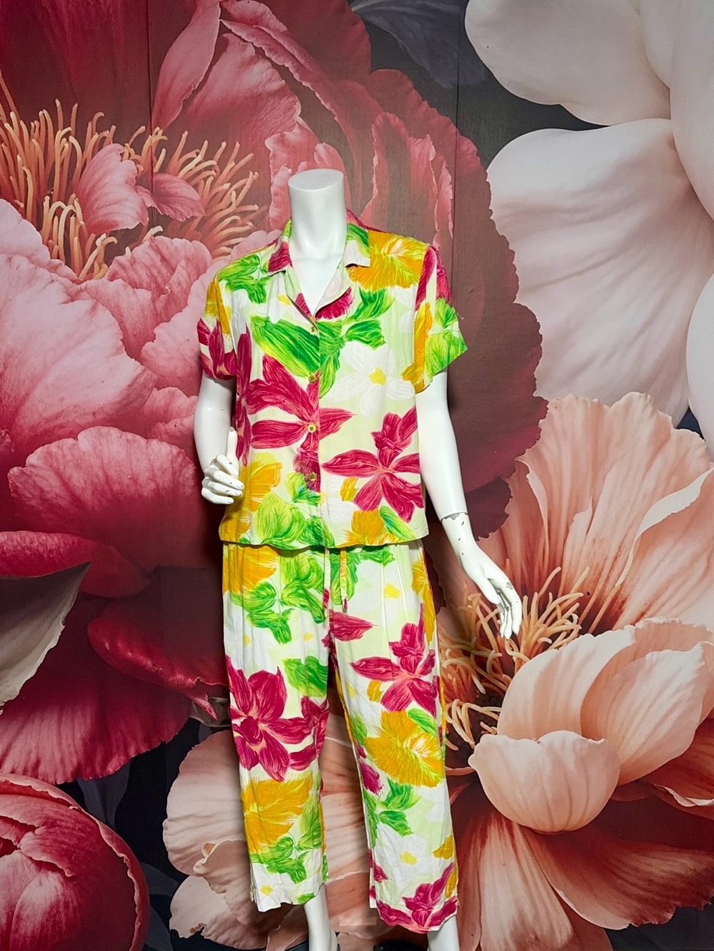 Jams World Vintage 2-Piece Hawaiian Matching Set Women's Size M Made in Hawaii